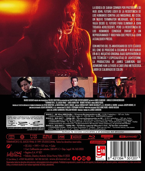 Contraportada Terminator 2 en 4K UHD