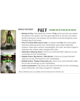 2 horas de extras y dos ediciones para el lanzamiento en físico de Predator La Presa (Prey).