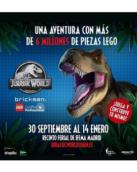 Jurassic World exposición de Lego llega a Madrid del 30 sep al 14 Ene.