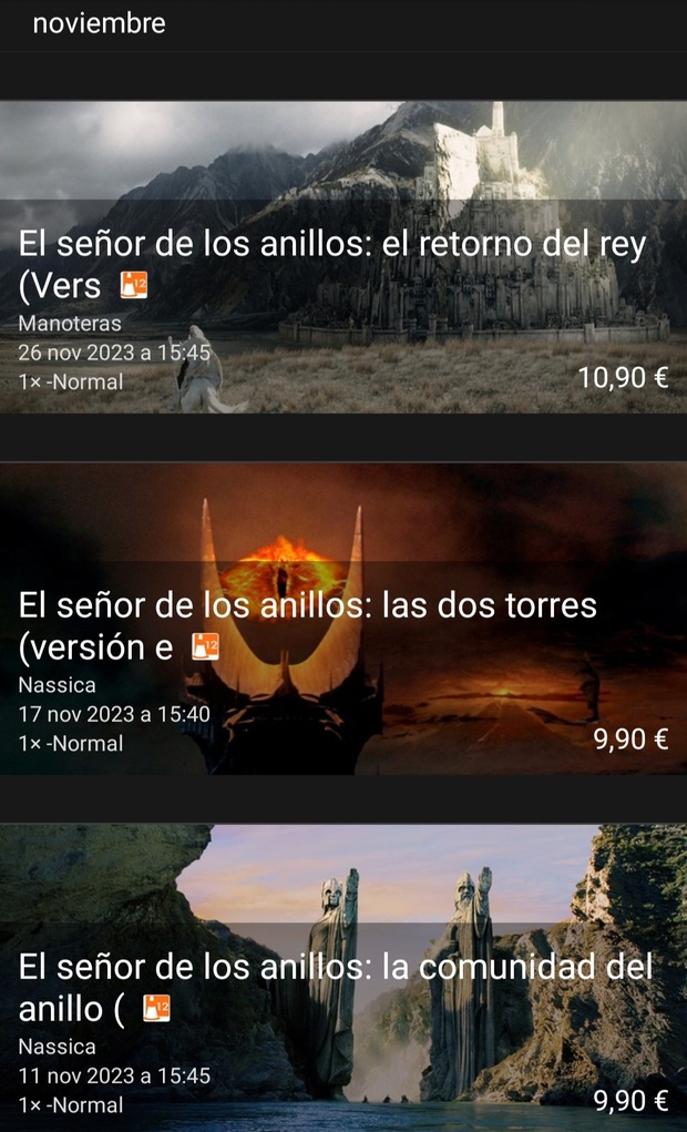 El Señor de los Anillos. Entradas reestreno versión extendida en cines Noviembre 2023.