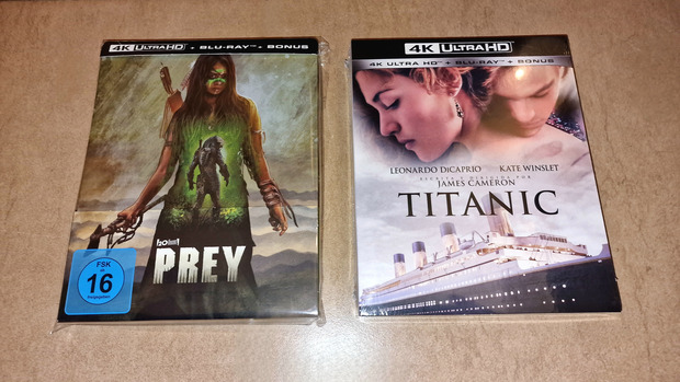 Prey (Predator: La Presa) Steelbook 4K UHD y Titanic 4K UHD. Mis Compras  11-12-2023.