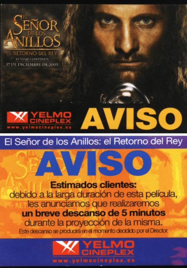 Mi entrada del 17-12-2003 de El Señor de los Anillos El Retorno del Rey 