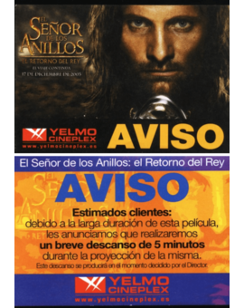 Mi entrada del 17-12-2003 de El Señor de los Anillos El Retorno del Rey 