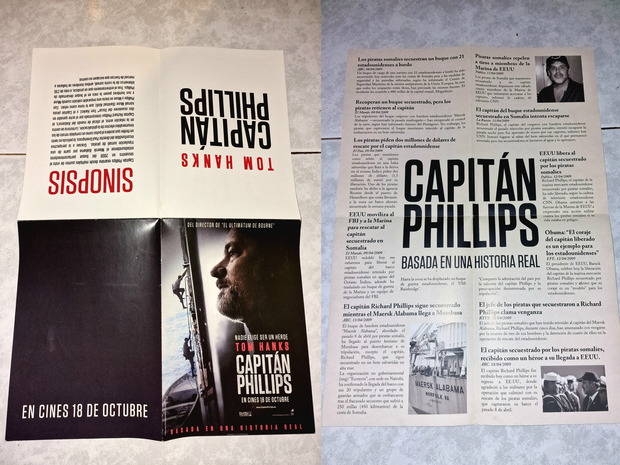 Capitán Phillips. Folleto de la peli.