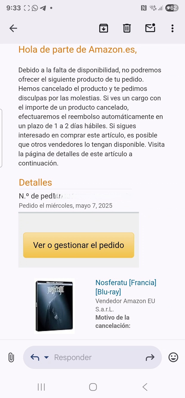 Mi gozo en un pozo. Amazon liándola de nuevo. Nosferatu cancelado por falta de stock 