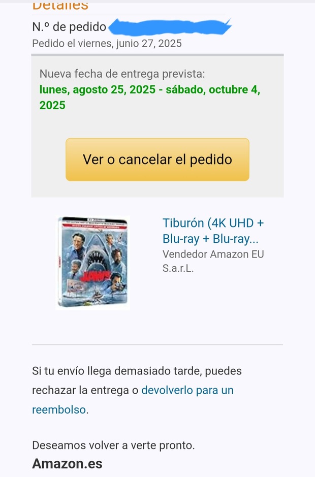 Tiburón retrasado en Amazon