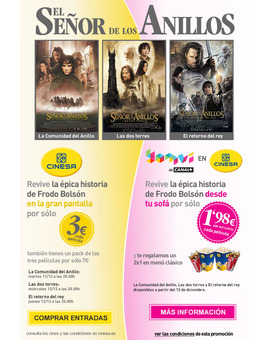 CICLO EL SEÑOR DE LOS ANILLOS EN CINESA