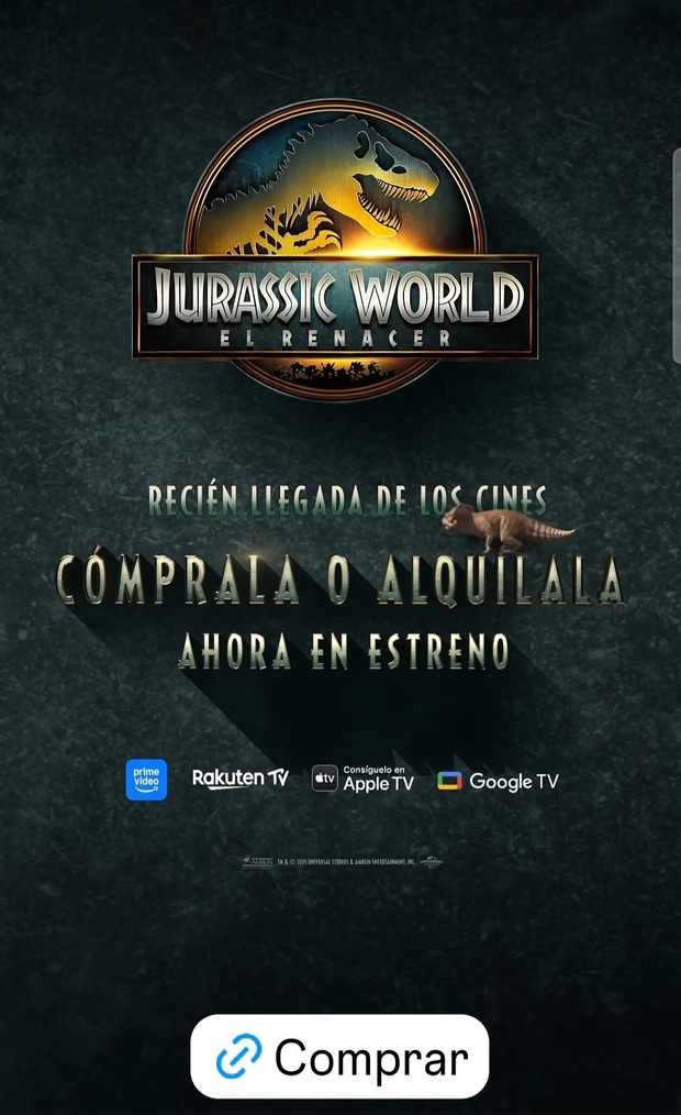 Jurassic World El Renacer. Hoy 18 de Agosto de 2025 estreno en streaming.