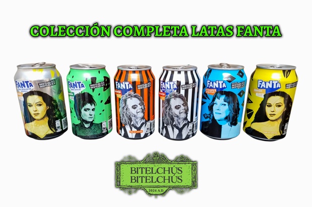 Colección completa latas Fanta de Beetlejuice Beetlejuice (Bitelchús Bitelchús).