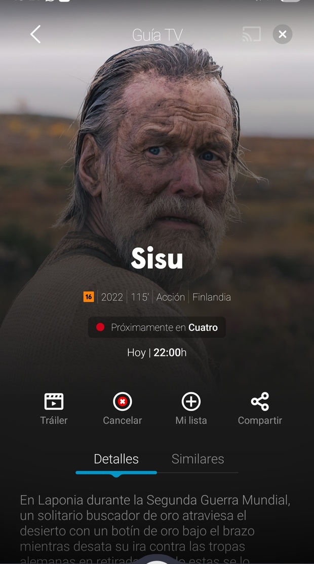 Sisu. Hoy 13-09-2025 a las 22:00h Estreno en TV en Cuatro