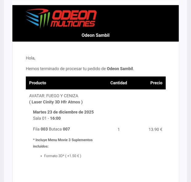 Avatar Fuego y Ceniza. Mi Entrada tercer visionado Cinity Sambil.