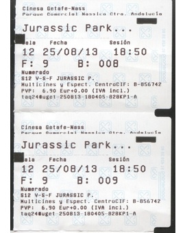 JURASSIC PARK 3D: MIS ENTRADAS 25-08-2013