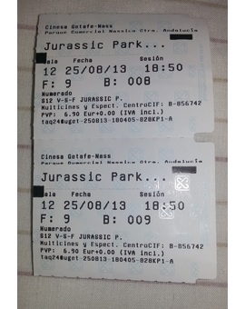 Mis entradas de JURASSIC PARK 3d parque jurasico 3d 25-08-2013