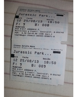 Mi entrada de JURASSIC PARK  3D  25-08-2013