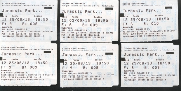 Mis entradas de JURASSIC PARK 3D   RESUMEN TODOS LOS VISIONADOS REESTRENO