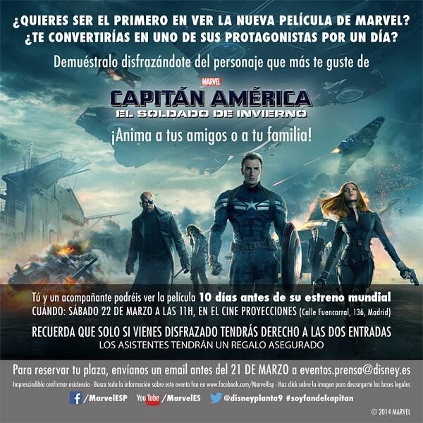 CAPITAN AMERICA 2: Preestreno el 22 de Marzo, aunque tienes que ir disfrazado