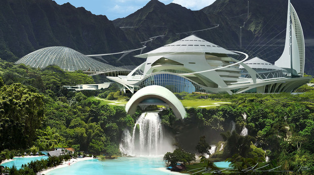 Primero Concept Art de World Jurásico revela futurista Centro de Visitantes!
