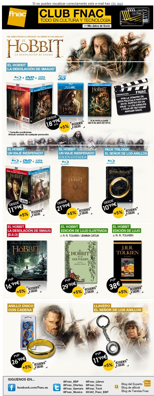 EL HOBBIT: PRECIOS FNAC