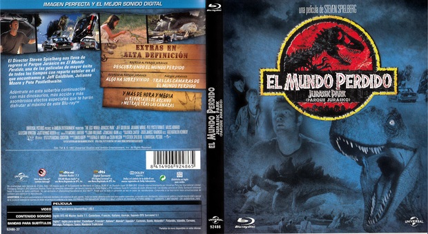 El Mundo Perdido Jurassic Park: Caratula Bluray