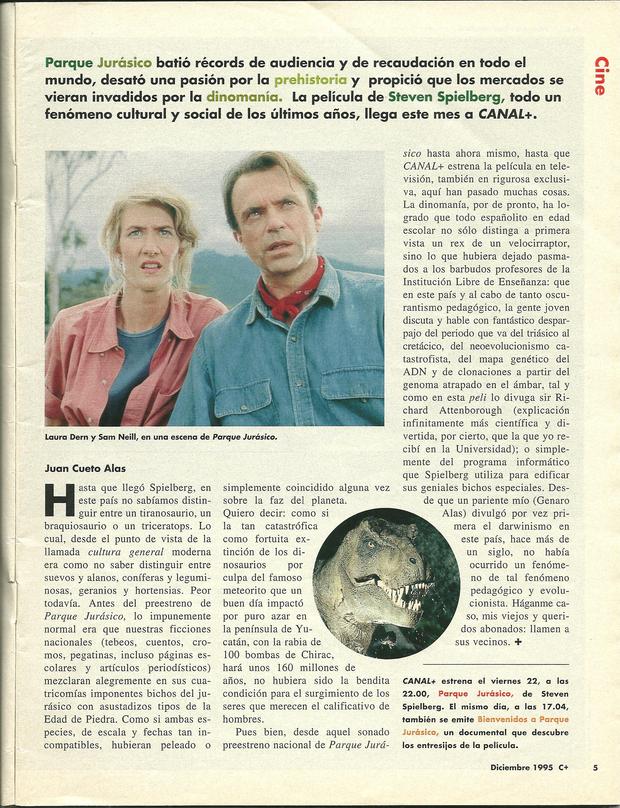 Jurassic Park. Revista Canal + Año 1995 3/5