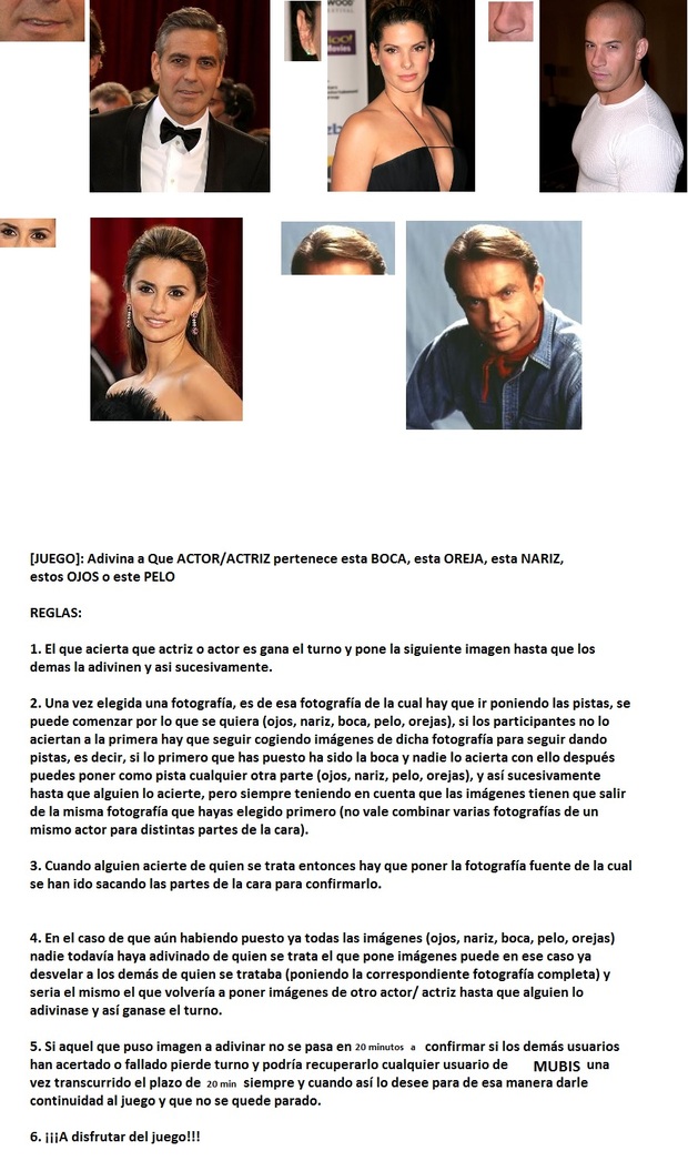 [JUEGO]: Adivina a Que ACTOR/ACTRIZ pertenece esta BOCA, esta OREJA, esta NARIZ, estos OJOS o este PELO