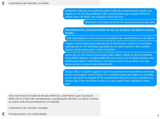 Al parecer al final han tenido que asumir el error y hemos "ganado"