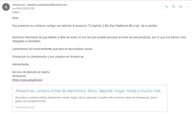 No vuelvo a reservar en Amazon