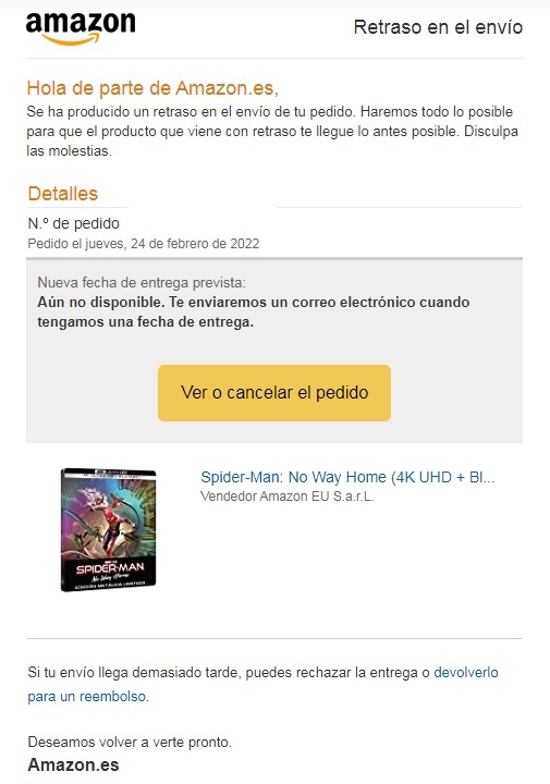 Pues nada, gracias Amazon y Arvi por trabajar tan mal