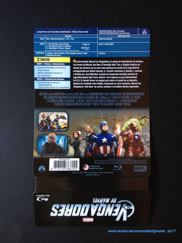 Los Vengadores (Steelbook) (Especificaciones)
