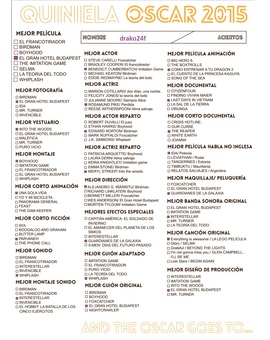 Mi Quiniela de los OSCAR 2015: drako24f