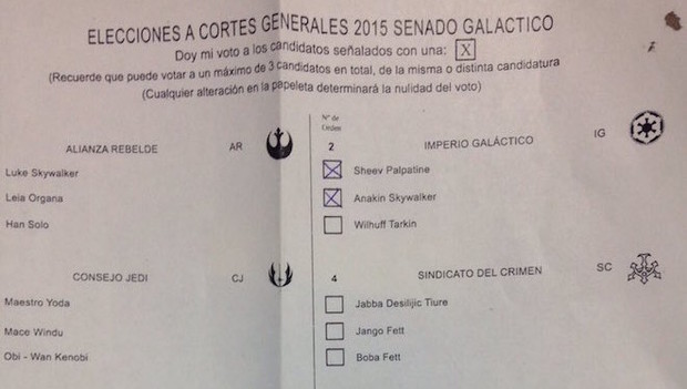 Ayer alguien votó al Senado de "Star Wars".