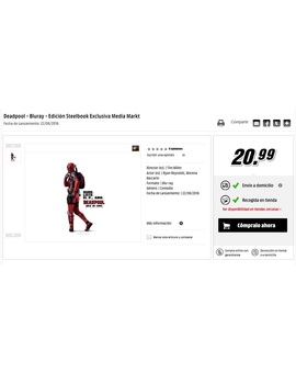 Ya han puesto precio al SteelBook de Deadpool en MM.