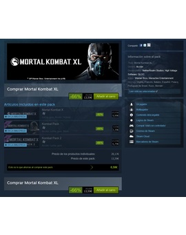 Mi regalo de cumpleaños (Mortal Kombat XL para PC incluye a  Jason Voorhees, Alien y Predator) Oferta en Steam con el Pack completo.