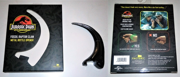 Compra en BBTS --- "Jurassic Park Fossil Raptor Claw Metal Bottle Opener"