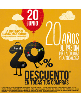 20 de Junio - 20% de Descuento en la Fnac.