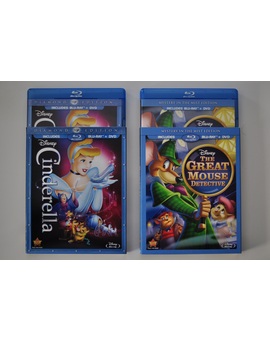 Ediciones USA con slip de cartón: "Cenicienta" y "Básil el ratón superdetective" (inédita aún es España)