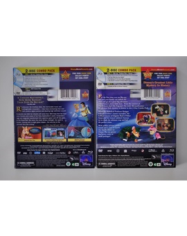 Ediciones USA con slip de cartón: "Cenicienta" y "Básil el ratón superdetective"  -Partes traseras-