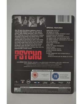Edición UK steelbook con libreto: "Psicosis"  -parte trasera-
