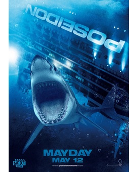 Cartel Poseidon con un tiburon