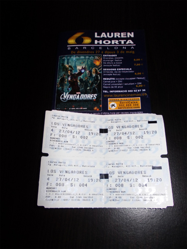 Mis entradas para Los Vengadores :D