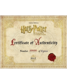 Certificado de Autenticidad Número 00,000 de 36,000 - Harry Potter la colección para magos