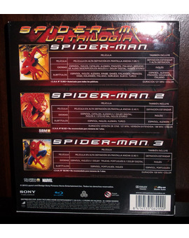 Spider-Man Trilogía -Caratula trasera caja Blu-ray-