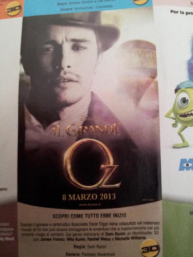 Primera imagen promocional de James Franco en OZ, EL GRANDE Y PODEROSO, de Sam Raimi. Estreno el 8 de marzo de 2013.