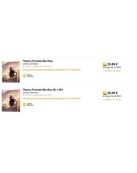 La diferencias de precio en Fnac de las 2 ediciones de Titanic