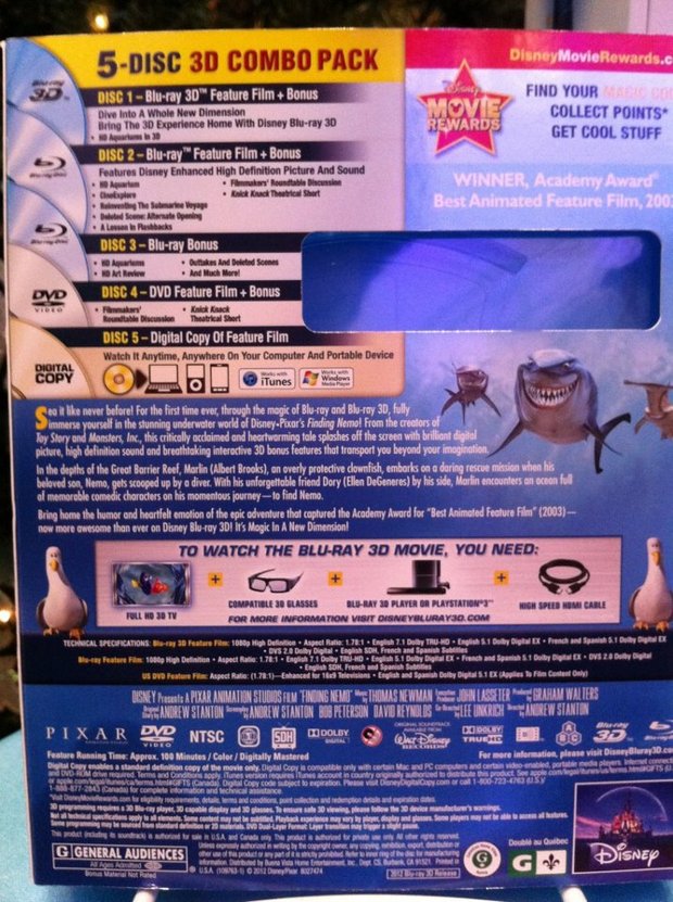  Caratula trasera del slipcover de Buscando a Nemo