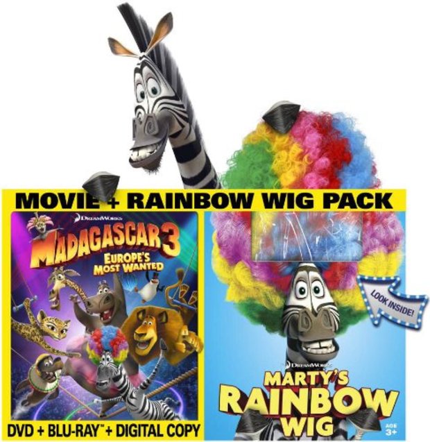 Madagascar 3: Europe's Most Wanted Blu-ray		 and Rainbow Wig / Blu-ray + DVD + UV Digital Copy