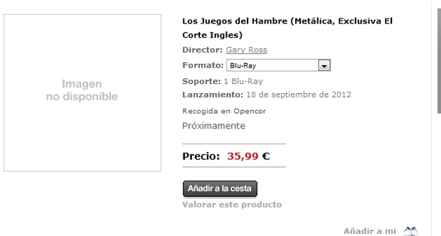 Los Juegos del Hambre (Metálica, Exclusiva El Corte Ingles)