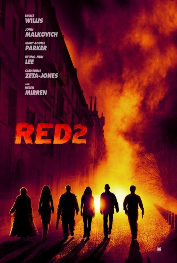 Red 2 teaser póster.