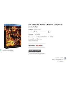 Los Juegos del Hambre (Metálica, Exclusiva El Corte Ingles) (Con la imagen de la exclusiva de FNAC)¿?¿?¿