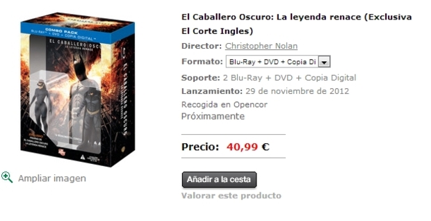 El Caballero Oscuro: La leyenda renace (Exclusiva El Corte Ingles)